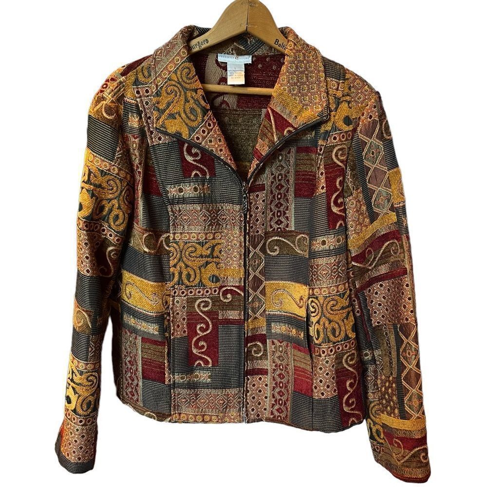 Preswick Moore Jacket Large Beautiful fall colors, dark red, brown, mustard